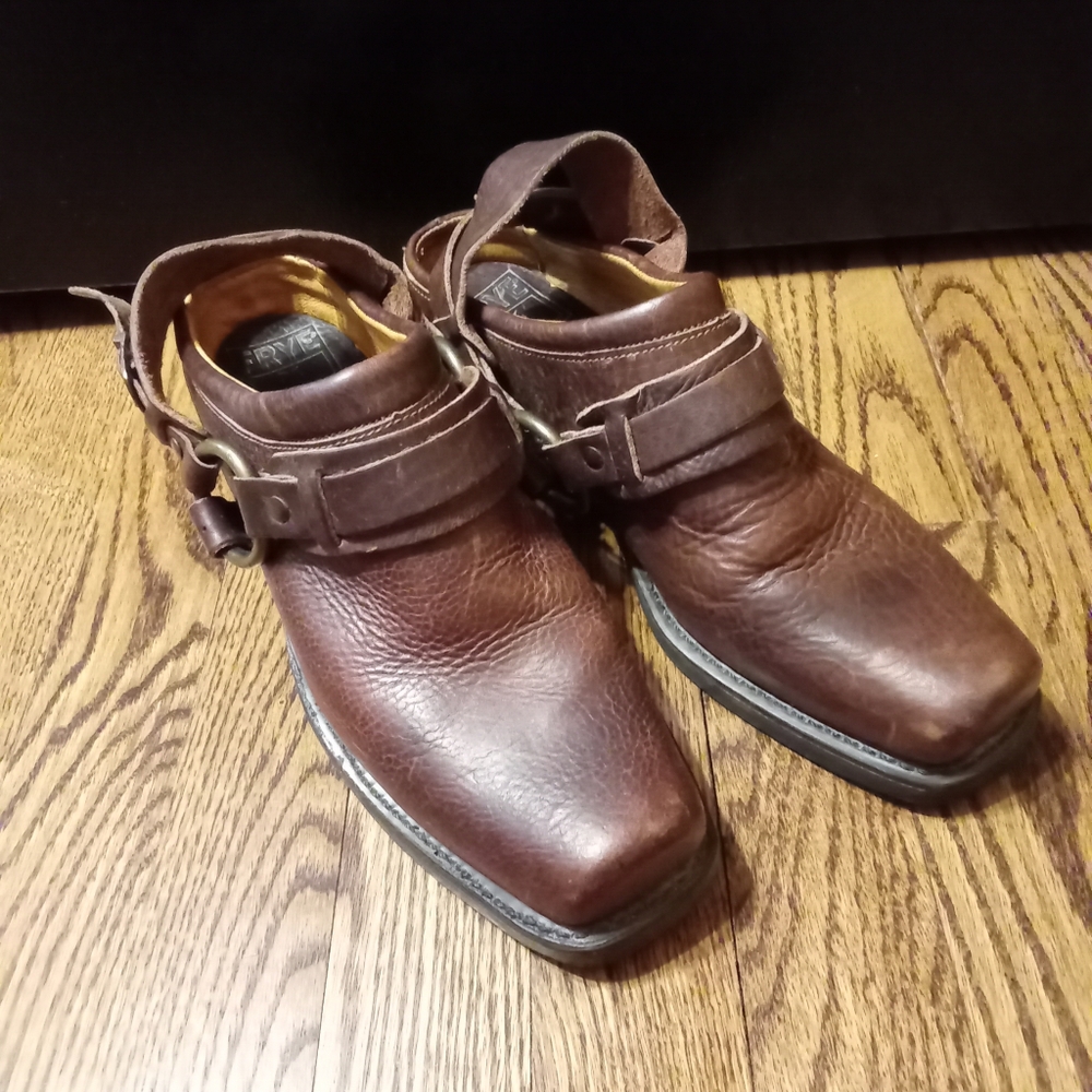 Frye Brown Harness Mule Boots W 8.5